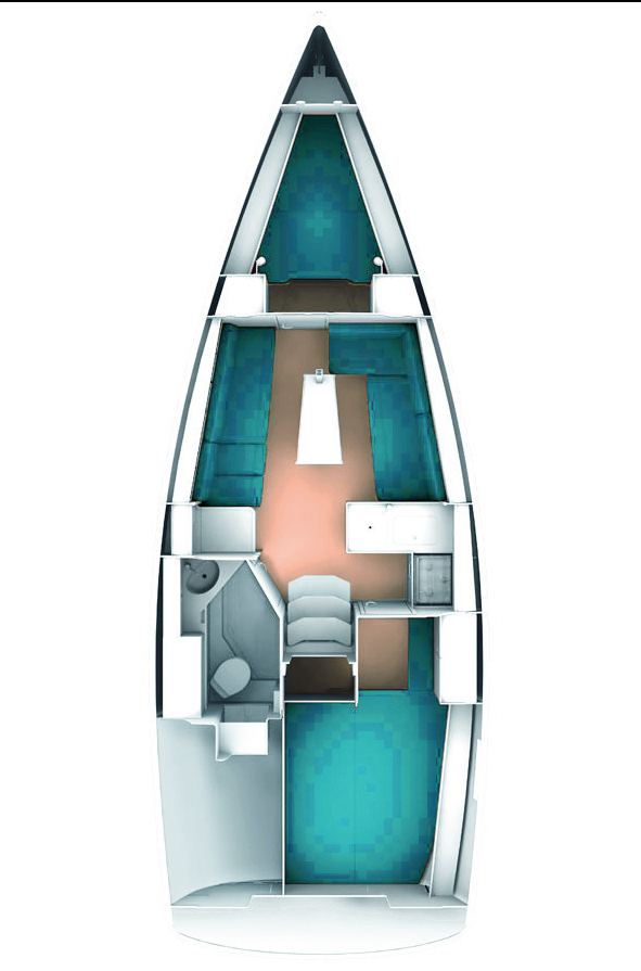 Rzut jachtu Bavaria Cruiser 33 Pulenat