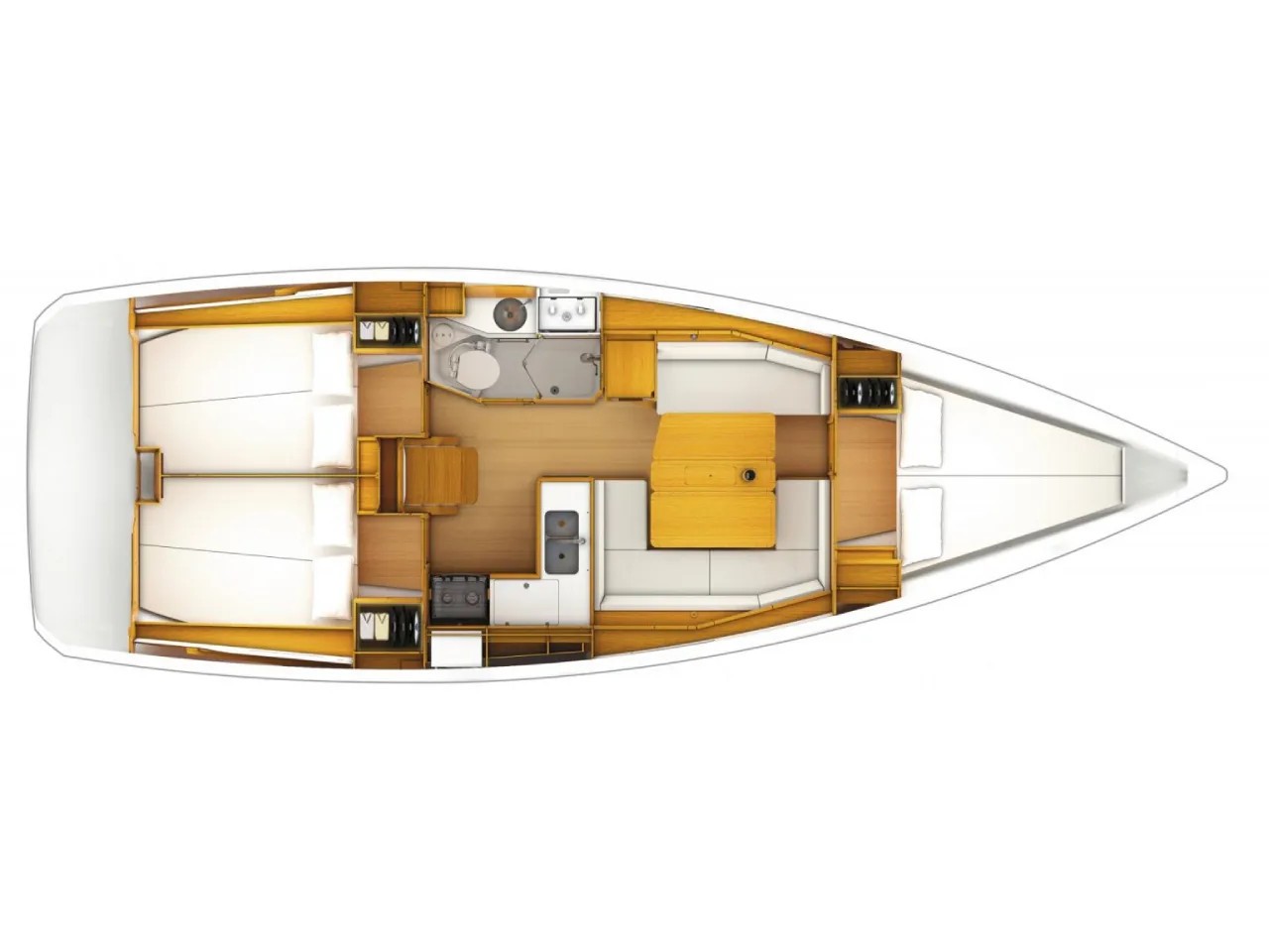 Rzut jachtu Sun Odyssey 379 Corail