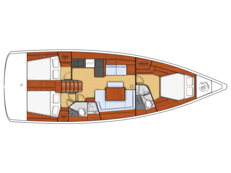 Rzut jachtu Oceanis 45 AVALON