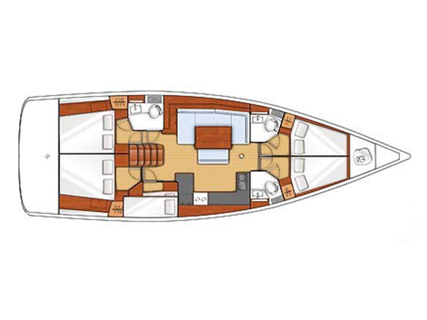 Rzut jachtu Oceanis 48 Pherousa
