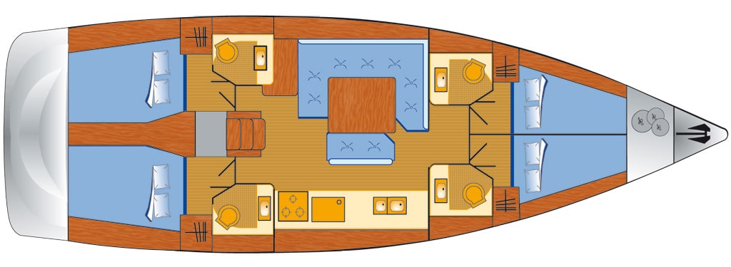 Rzut jachtu Sun Odyssey 479 Horizon
