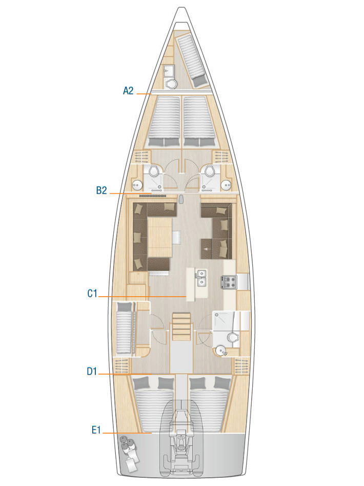 Rzut jachtu Hanse 588 Citrus