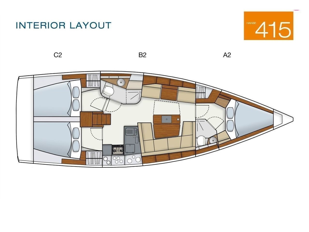 Rzut jachtu Hanse 415 Kraken