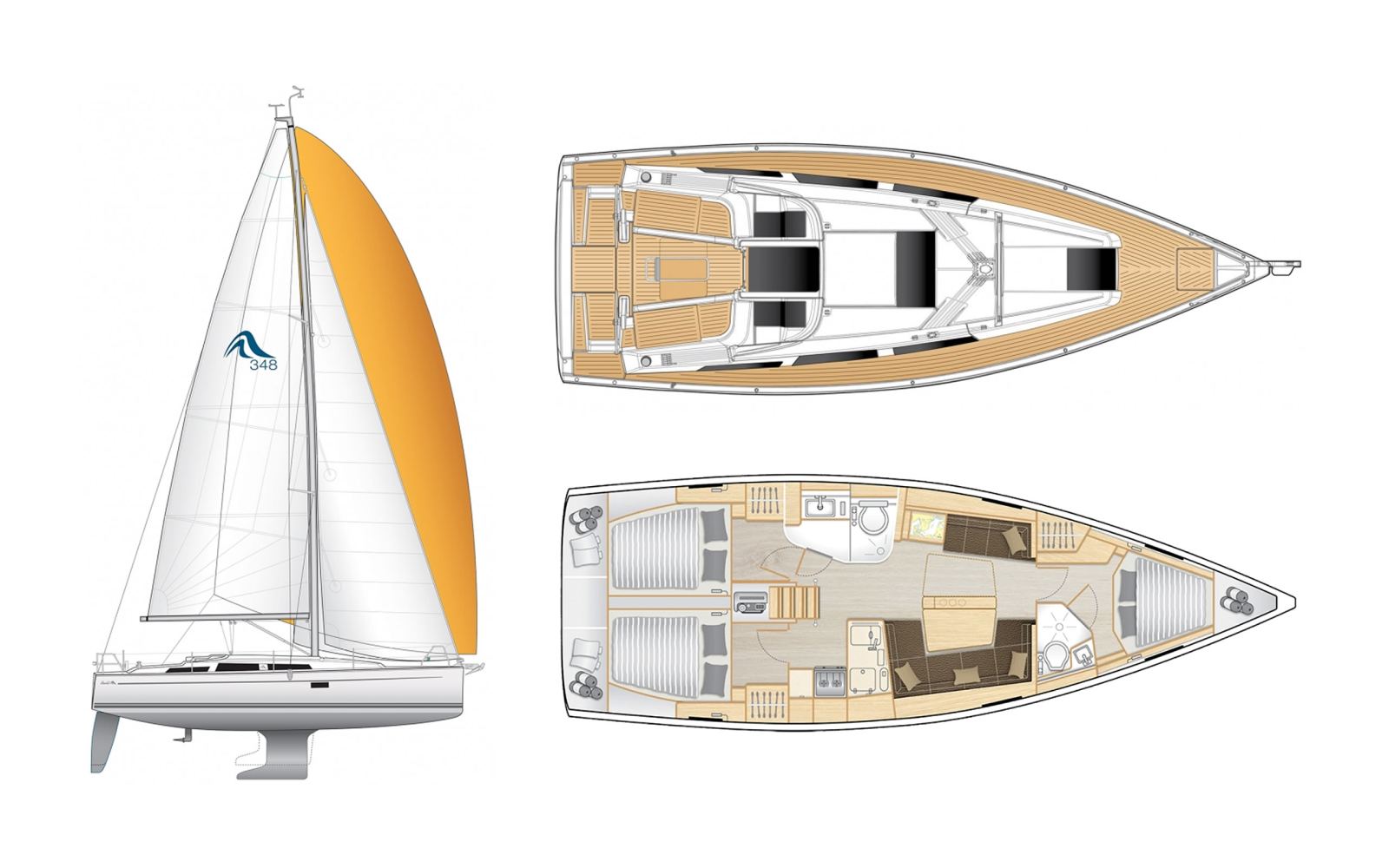 Rzut jachtu Hanse 418 Shrimp