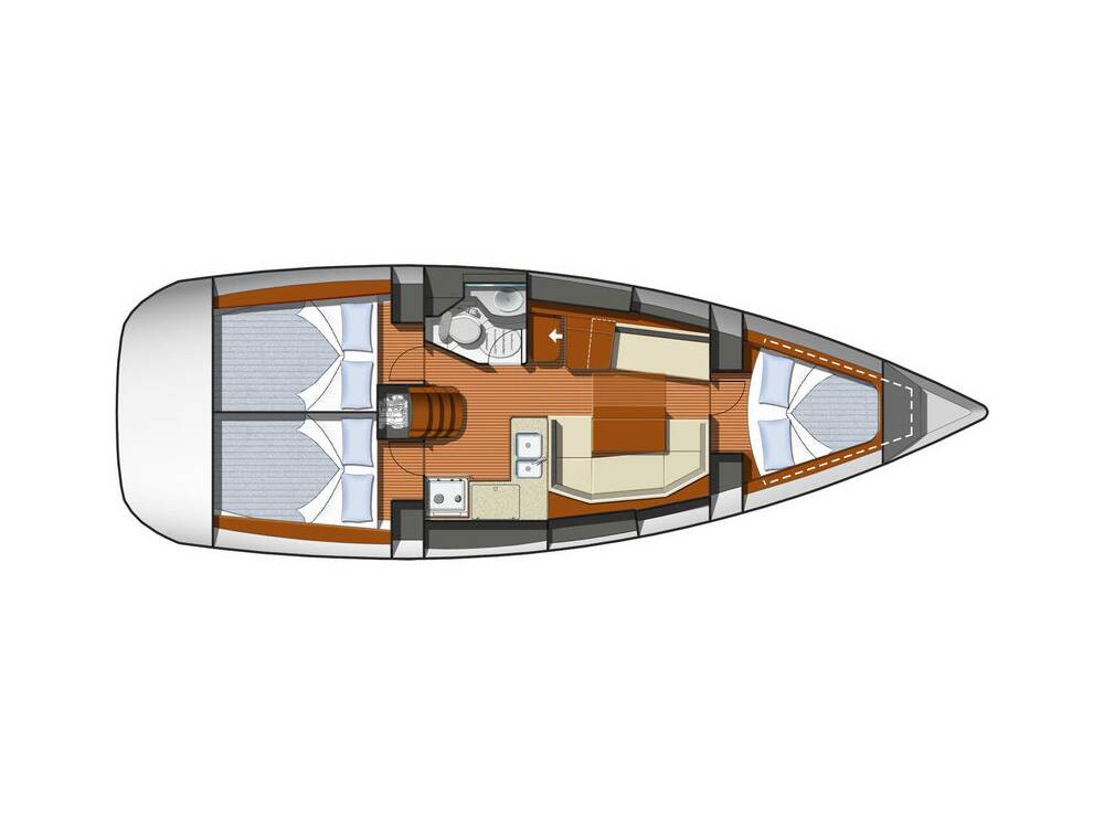 Rzut jachtu Sun Odyssey 36i Catrina