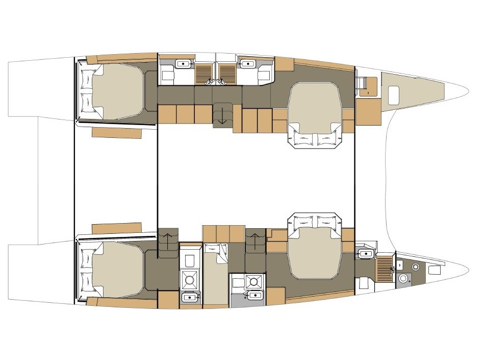 Rzut jachtu Dufour Catamaran 48 PANDO