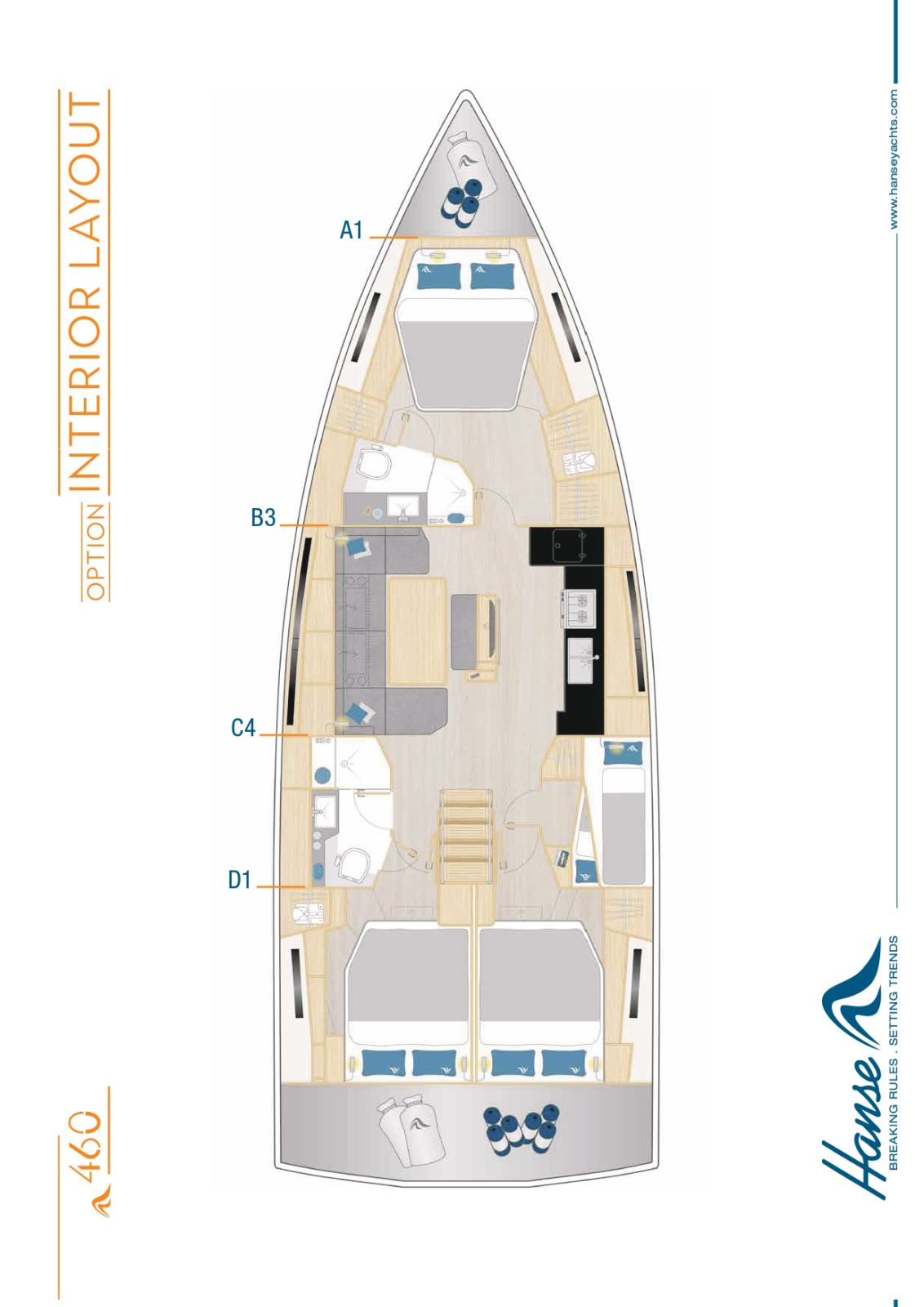 Rzut jachtu Hanse 460 L'after