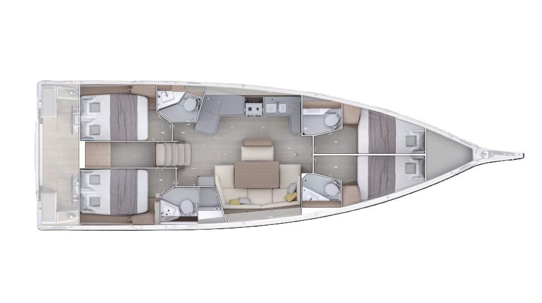Rzut jachtu Oceanis 47 Sun-Kissed