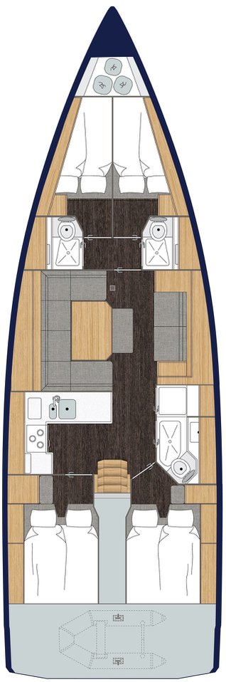 Rzut jachtu Bavaria C45 Southern Star