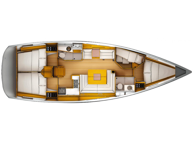 Rzut jachtu Sun Odyssey 449 TORTUGA