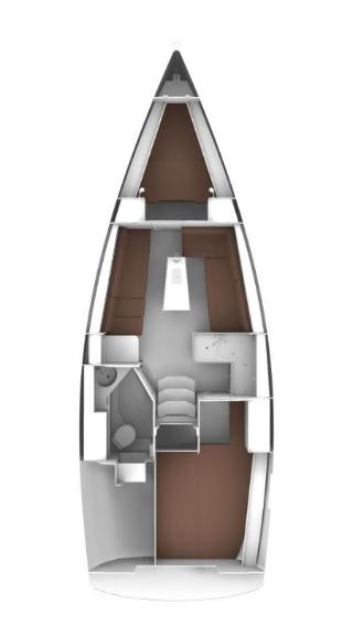 Rzut jachtu Bavaria Cruiser 34 Chiara