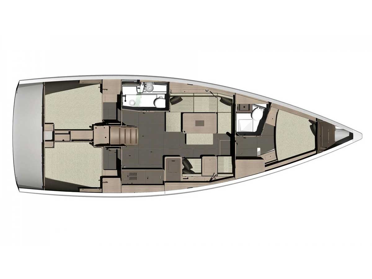 Rzut jachtu Dufour 412 Grand large Apus