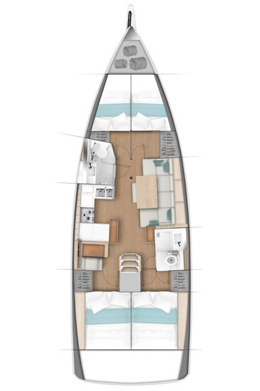 Rzut jachtu Sun Odyssey 440 Martina