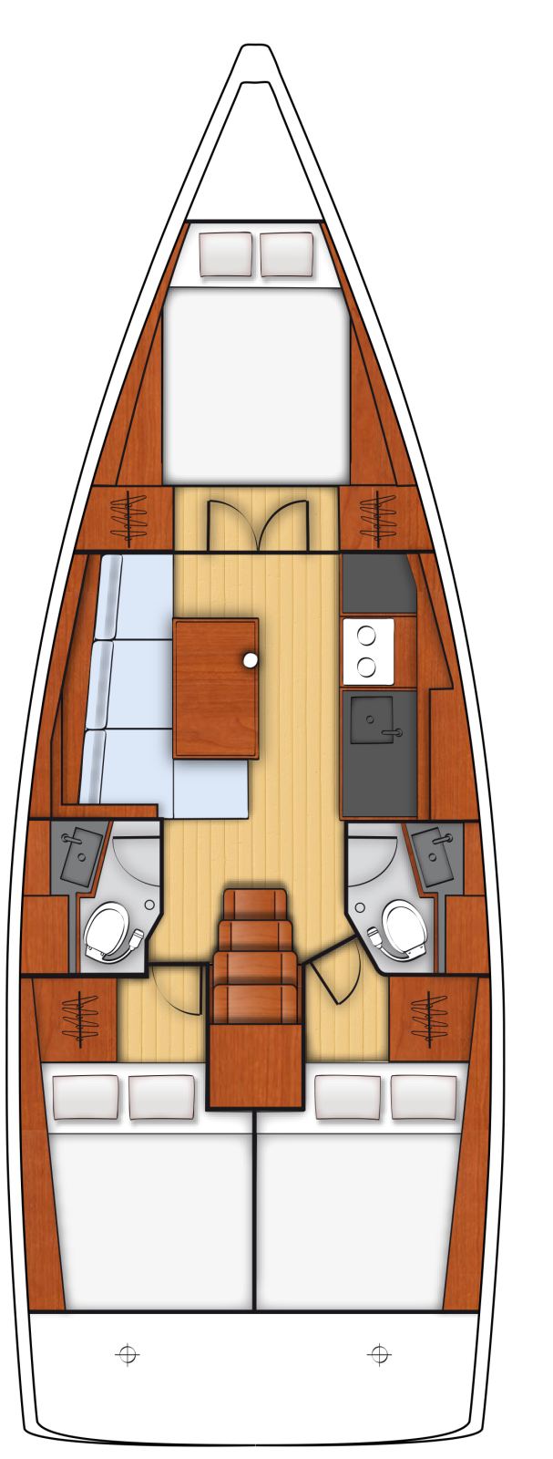 Rzut jachtu Oceanis 38.1 Rosa Bella