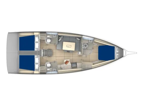 Rzut jachtu Dufour 41 Moorings 41.3 Exclusive Plus