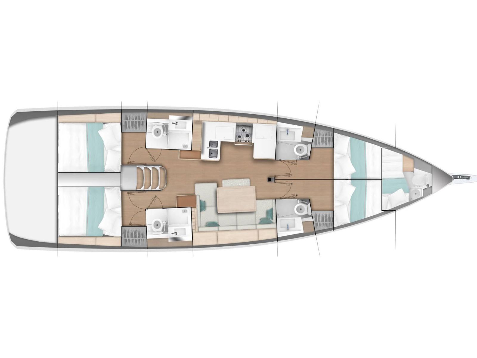 Rzut jachtu Sun Odyssey 490 Red Marlin