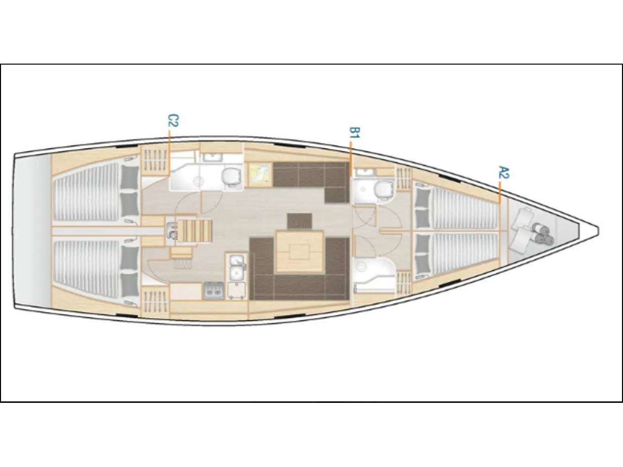 Rzut jachtu Hanse 458 AF-H458