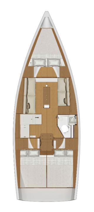 Rzut jachtu Dufour 360 GL Sileb
