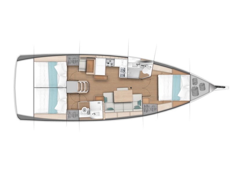 Rzut jachtu Sun Odyssey 440 Sunney