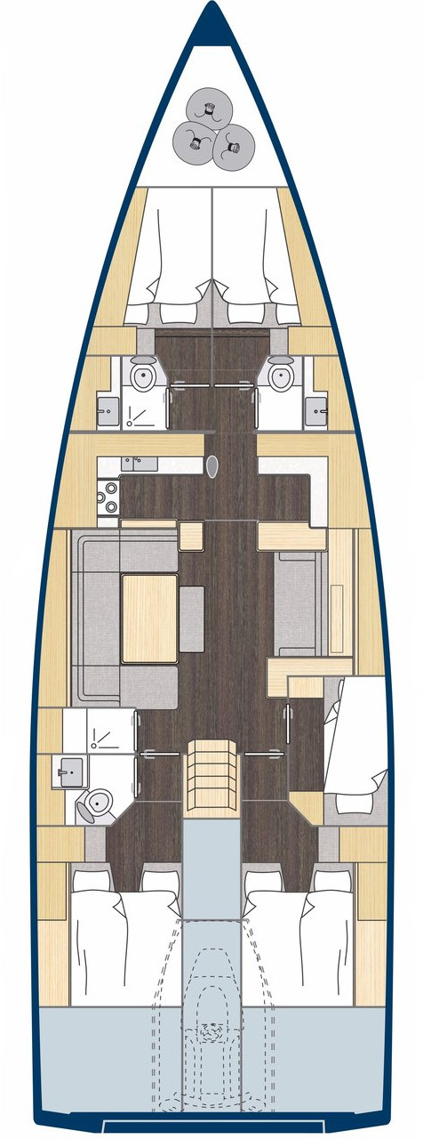 Rzut jachtu Bavaria C57 Holiday Blue Beyond