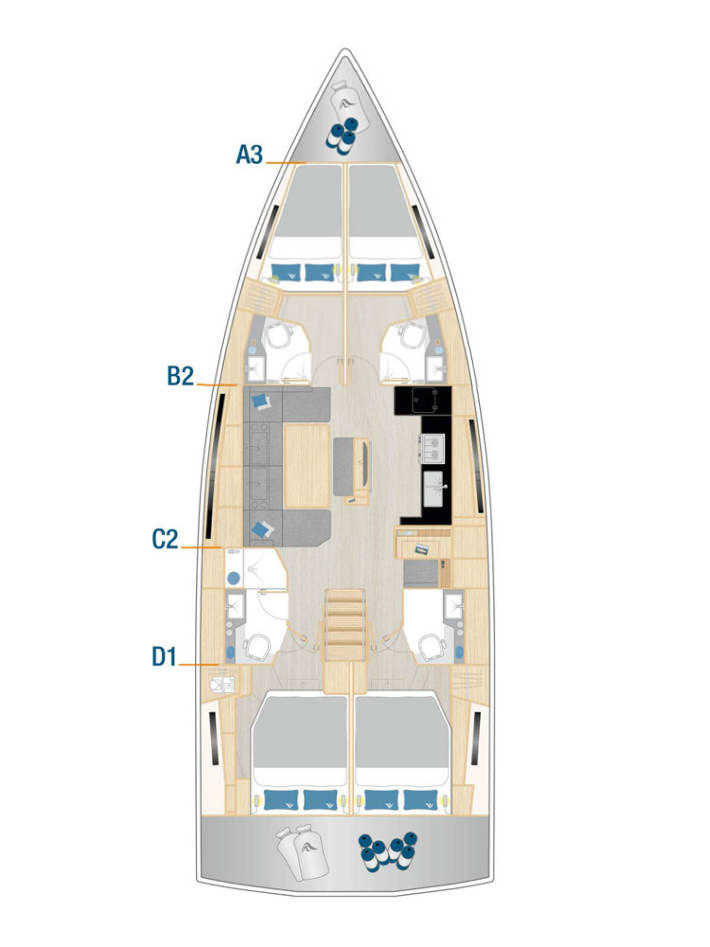 Rzut jachtu Hanse 460 Fibi