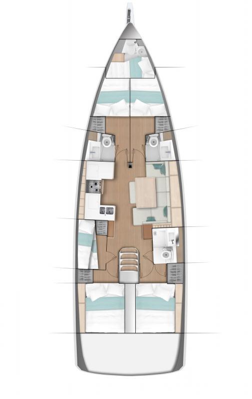 Rzut jachtu Sun Odyssey 490 Helia
