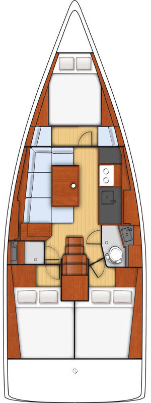 Rzut jachtu Oceanis 38 Caroline