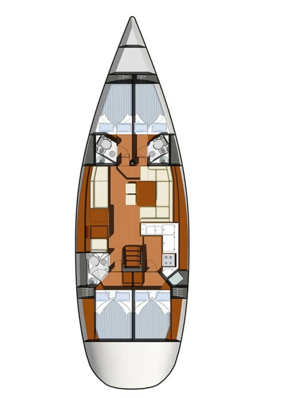 Rzut jachtu Sun Odyssey 50 DS Forus
