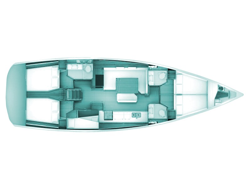 Rzut jachtu Sun Odyssey 519 Amfithoe
