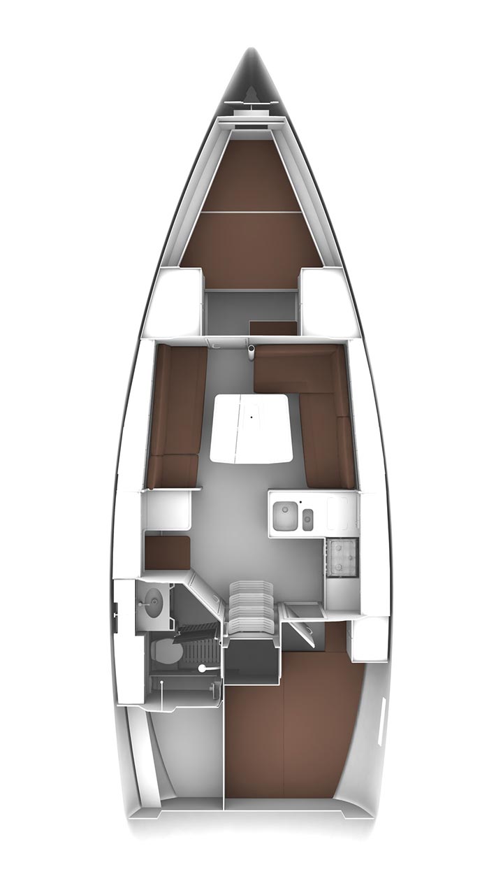 Rzut jachtu Bavaria Cruiser 37 White Pearl