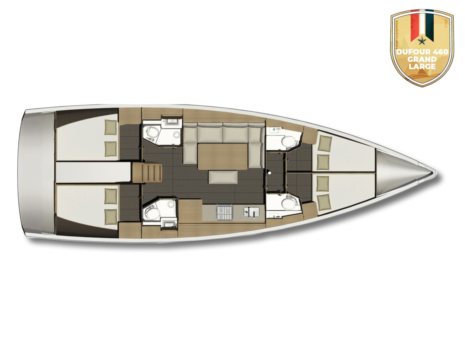 Rzut jachtu Dufour 460 GL Rubato