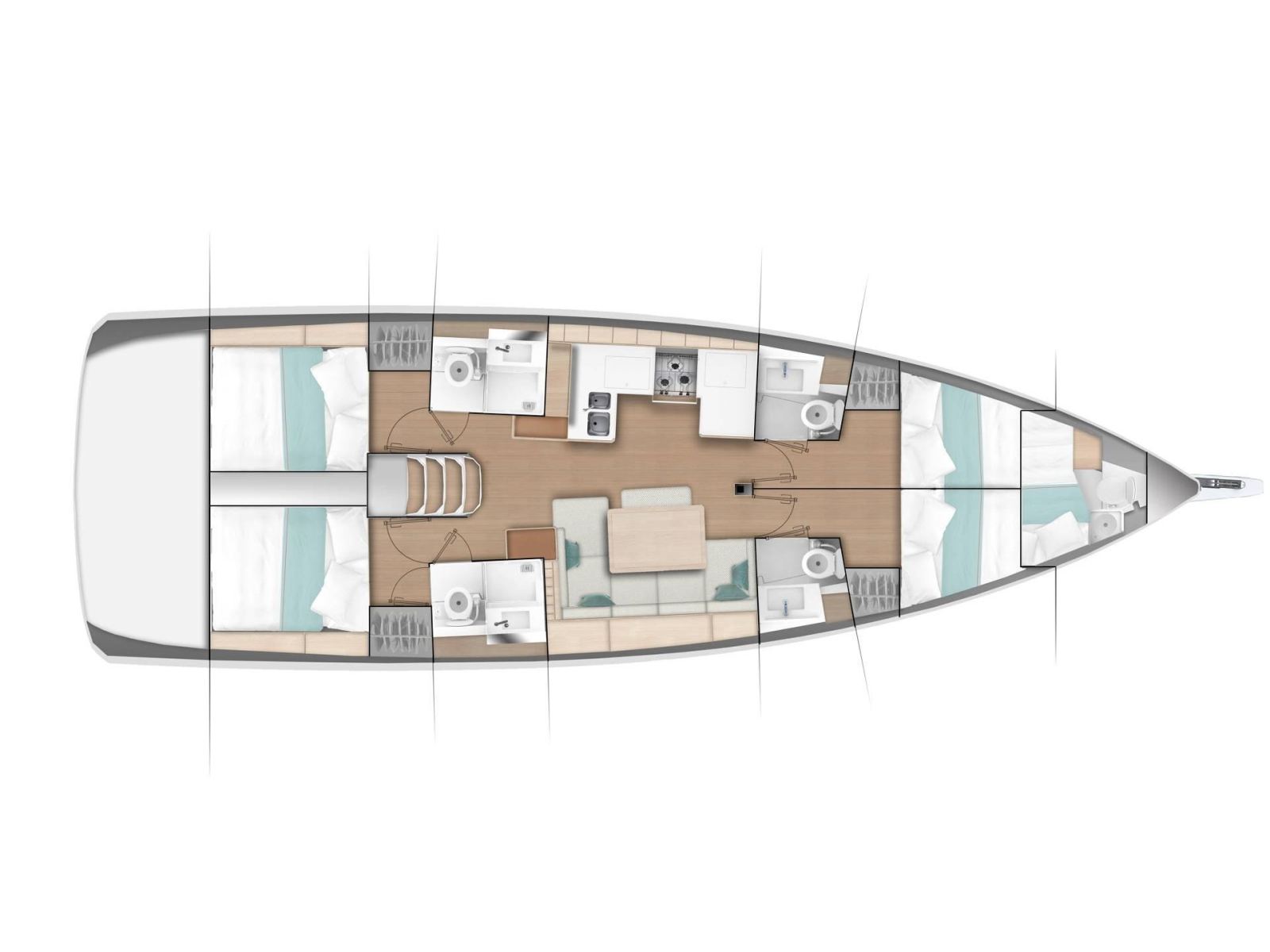 Rzut jachtu Sun Odyssey 490 Sventola