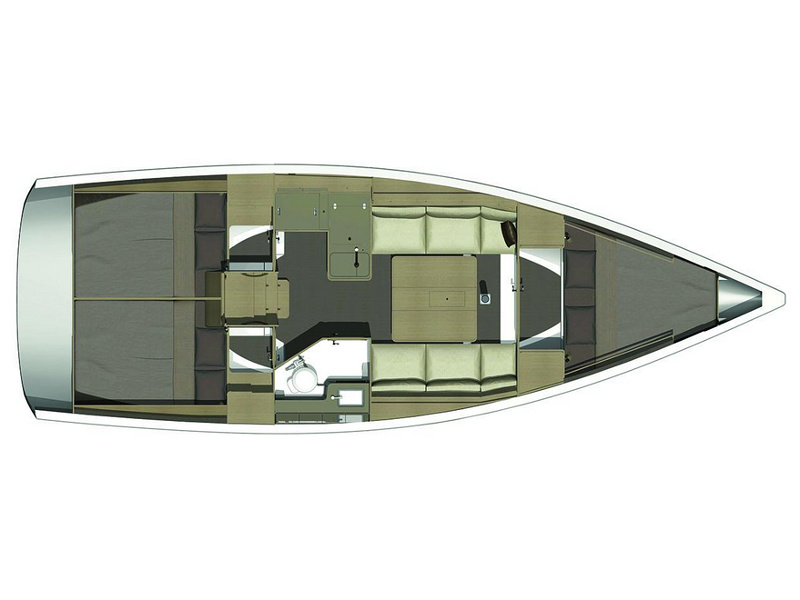 Rzut jachtu Dufour 350 Grand Large Pape