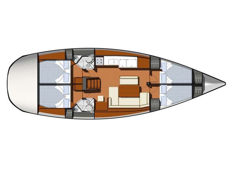 Rzut jachtu Sun Odyssey 44 i Tewa