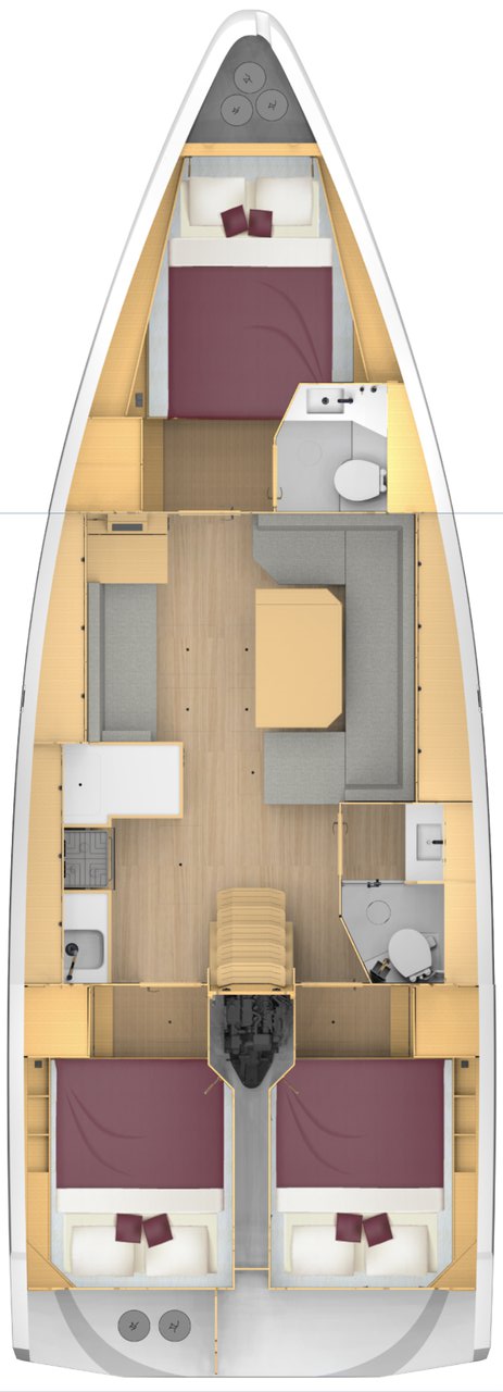 Rzut jachtu Bavaria C42 Juju