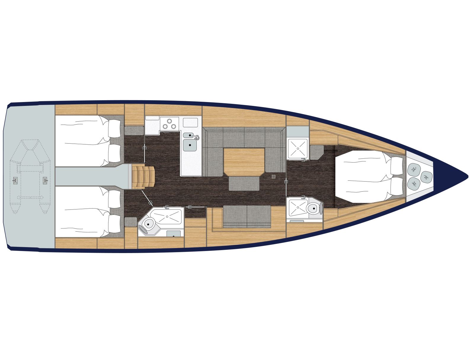 Rzut jachtu Bavaria C45 Style SANTA CRUZ