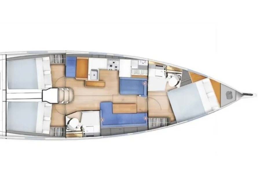 Rzut jachtu Sun Odyssey 410 Melisandra