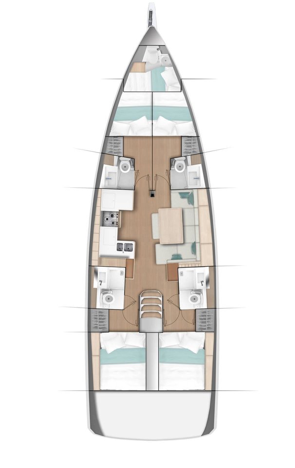 Rzut jachtu Sun Odyssey 490 Lydia
