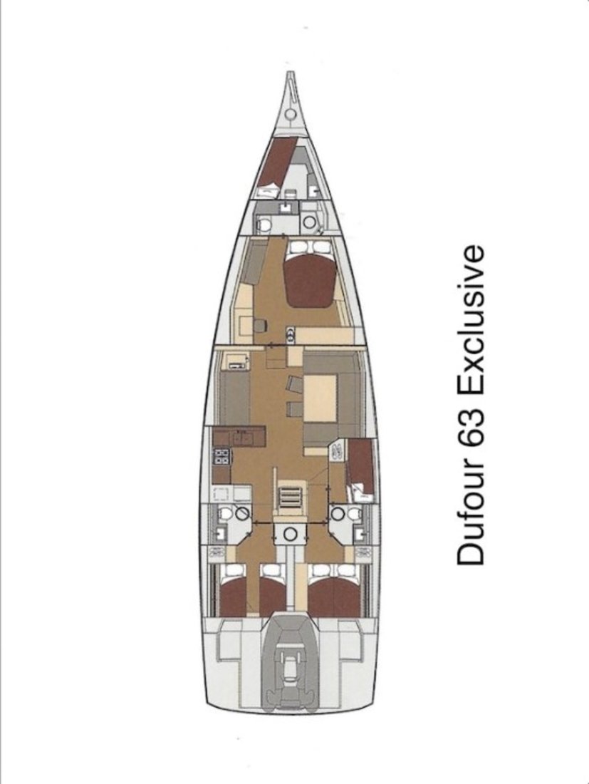 Rzut jachtu Dufour Exclusive 63 Bahia Feliz V