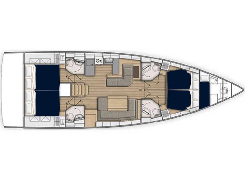 Rzut jachtu Oceanis 51.1 Sunsail 52.4 Classic
