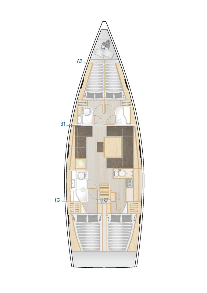 Rzut jachtu Hanse 458 Gobun
