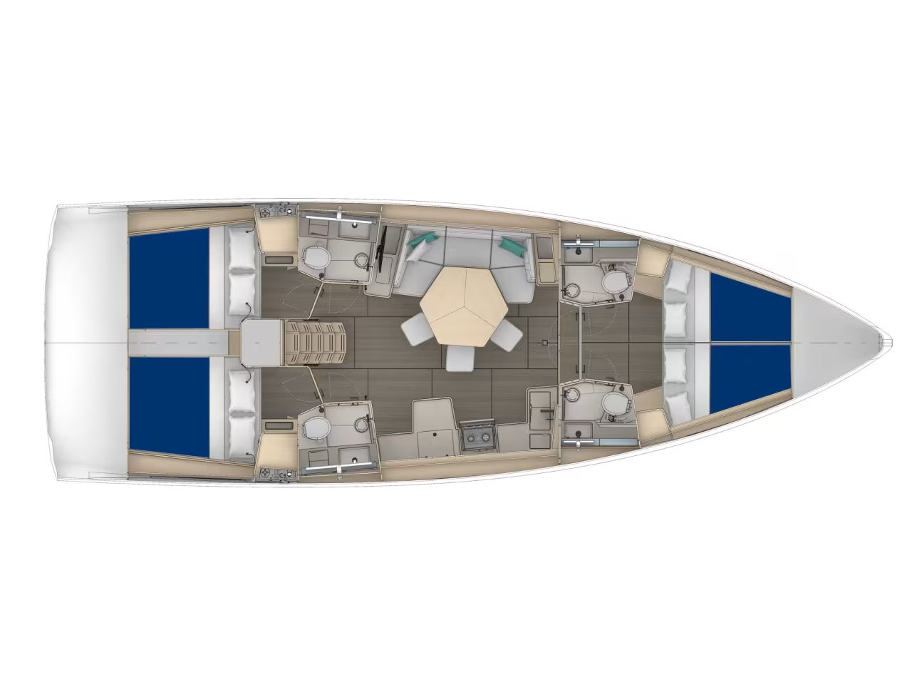 Rzut jachtu Dufour 44 Sunsail 44.4 Premium