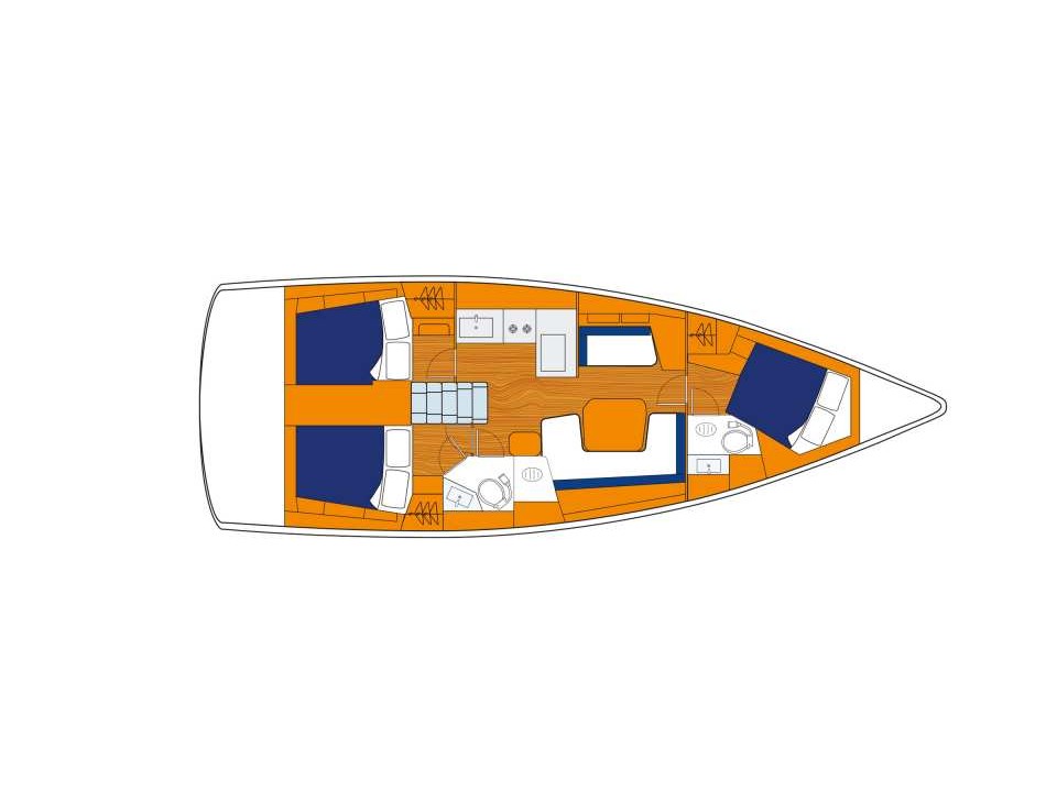 Rzut jachtu Sun Odyssey 410 Nami