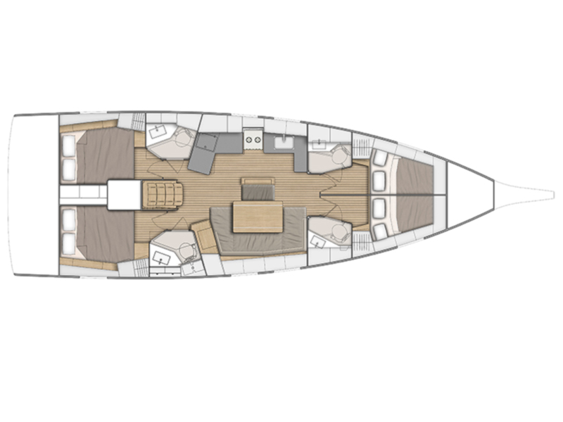 Rzut jachtu Oceanis 46.1 Sail Delta