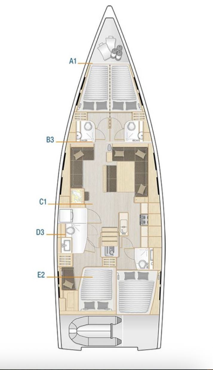 Rzut jachtu Hanse 548 Mila Felice