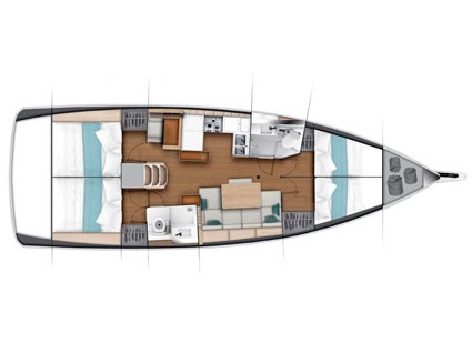 Rzut jachtu Sun Odyssey 440 Jenny