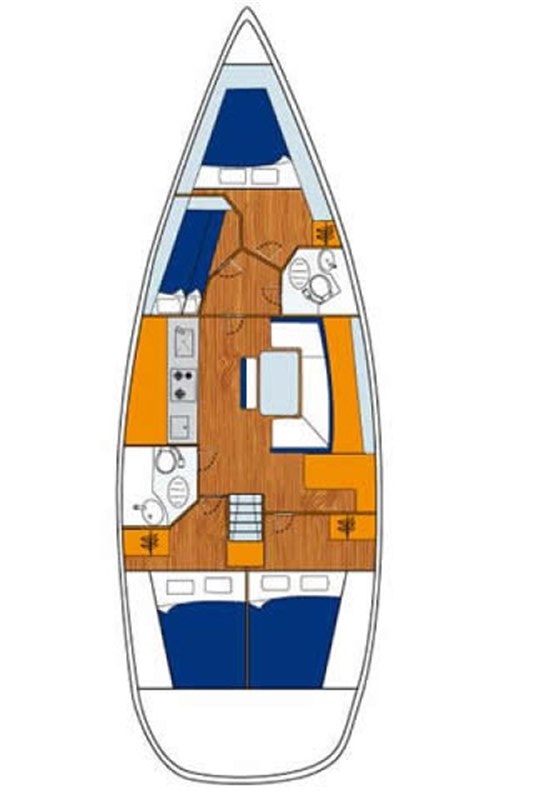 Rzut jachtu Cyclades 43.4 Zephyros