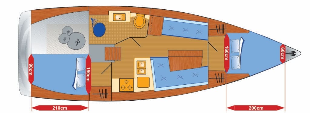 Rzut jachtu Hanse 348 Greyone
