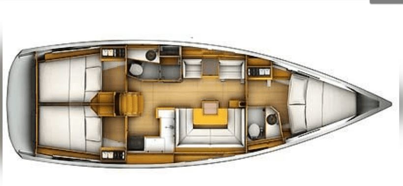 Rzut jachtu Sun Odyssey 419 Makin Memories
