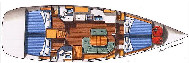 Rzut jachtu Oceanis Clipper 473 Chrysa M